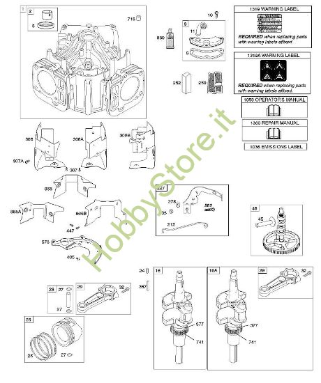 E - Cilindro, albero motore, albero a camme, convogliamenti aria, pistone, segmento pistone, biella B&S - 40 €¦ 405577-0112-E1 brand Stihl